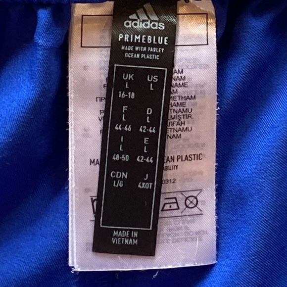 Adidas Prime Blue White Striped Workout Wear  Size L Great Condition! - Picture 7 of 9